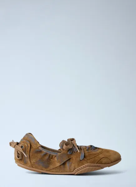 Lace-Up Suede Flats