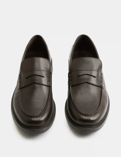 Marks & Spencer Leather Slip On Loafers Dark Brown
