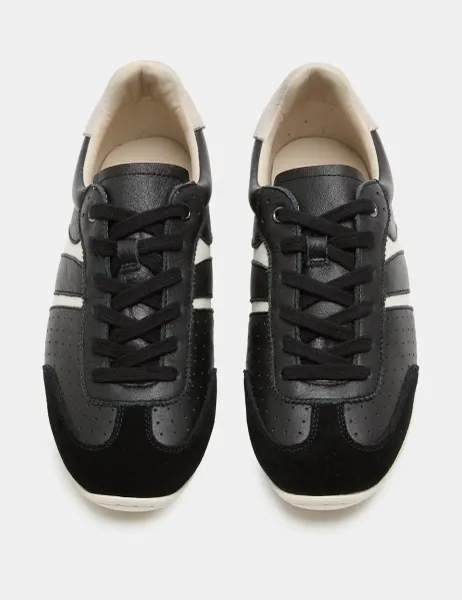 Marks & Spencer Leather Retro Side Detail Trainers Black