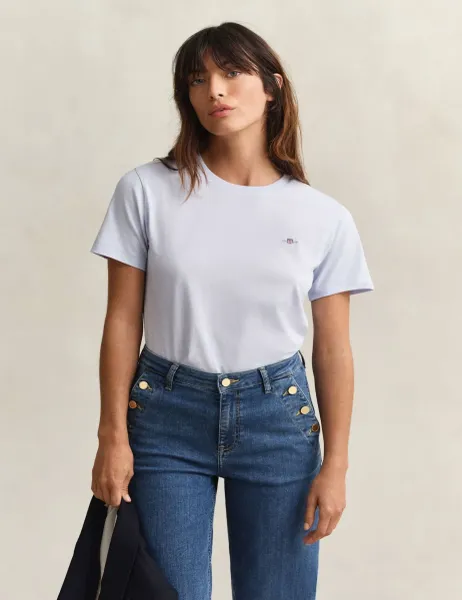 Gant Pure Cotton Logo T-Shirt Light Blue