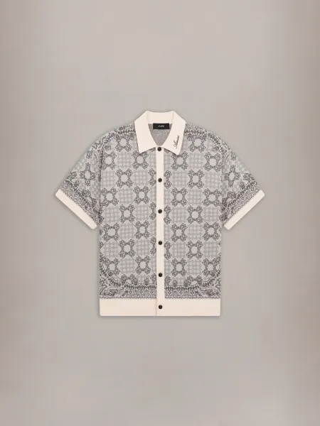 MA QUAD CHECK MESH KNIT SHIRT - Alabaster
