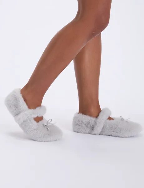 Boux Avenue Fluffy Bow Ballerina Slippers