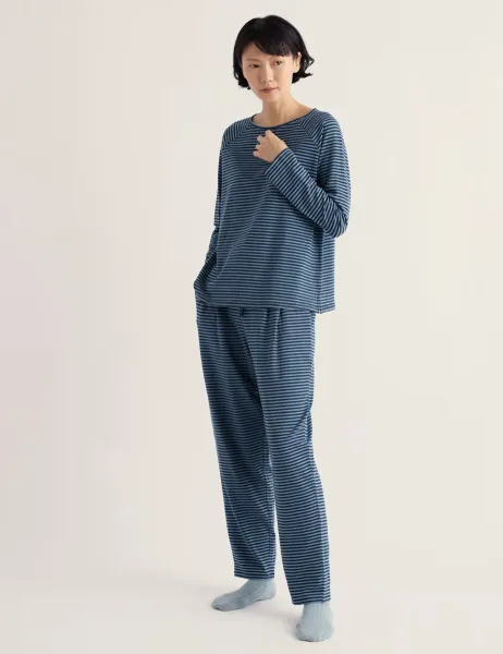 Seasalt Cornwall Cotton Rich Striped Pyjama Set Blue Mix