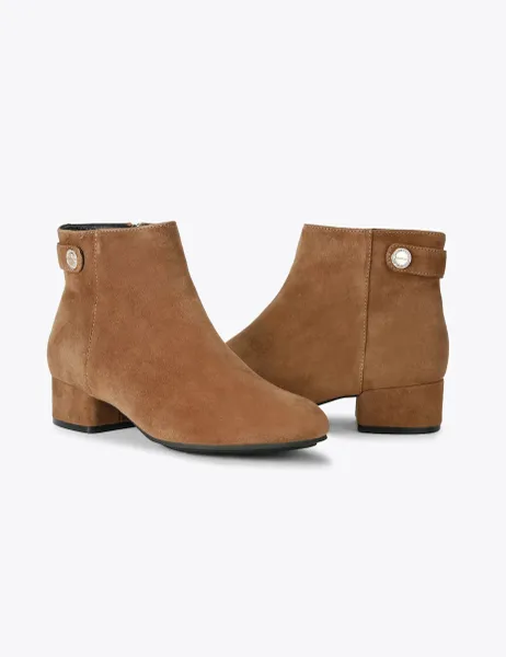 Carvela Suede Block Heel Ankle Boots Tan