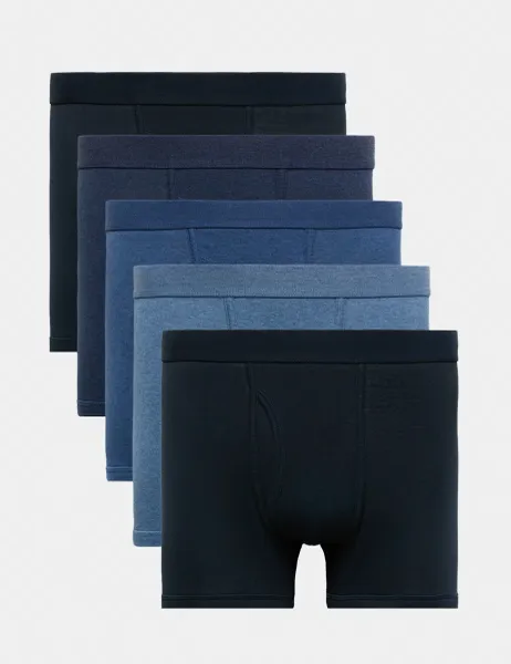 Marks & Spencer 5 Pack Pure Cotton Cool & Fresh Trunks Navy Mix