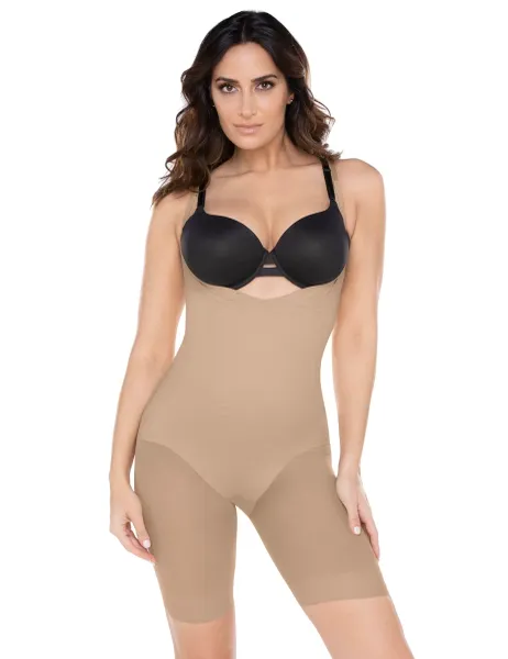 Miraclesuit Sexy Sheer Firm Low Scoop Front Control Shaping Body Beige