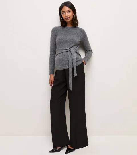 New Look Women's Maternity Black Wide Leg Trousers