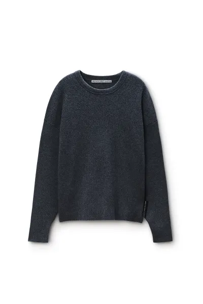 crewneck pullover in stretch wool cotton
