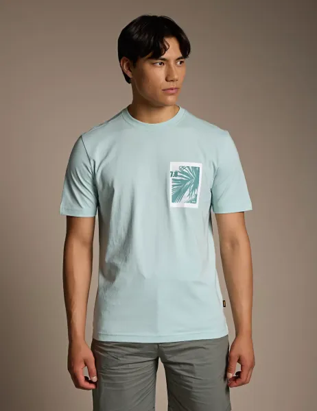 Boss Pure Cotton Chest Graphic Crew Neck T-Shirt Blue