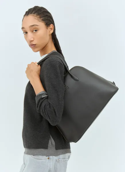 Logo Embossed Leather Handbag