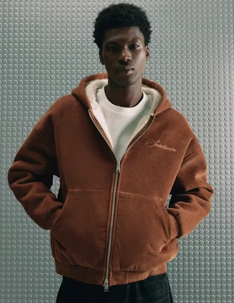 River Island Borg Lined Textured Zip Hoodie