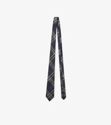 Check Silk Tie in Pilot blue