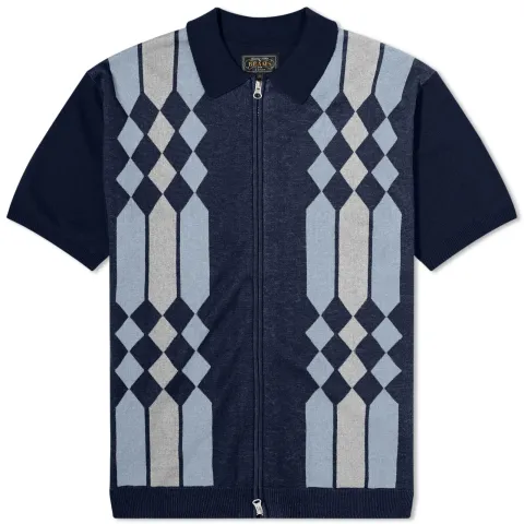 Zip Stripe Knit Polo