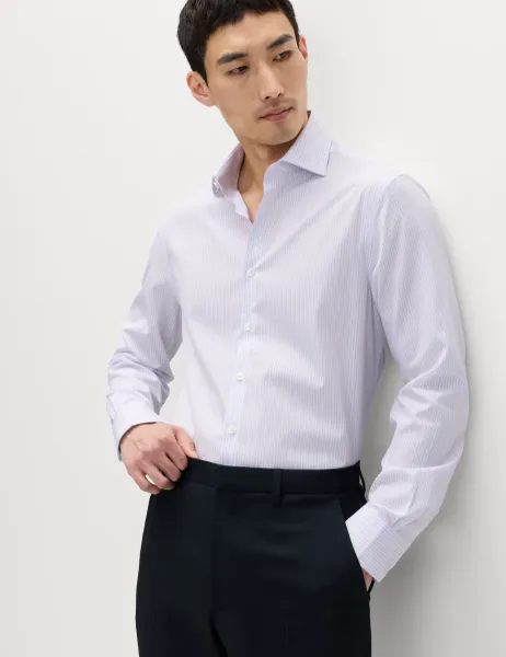 M&S SARTORIAL Slim Fit Egyptian Cotton Poplin Shirt Pink Mix