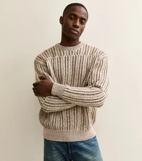 Only & Sons Men's Stone Regular Cable Knit Jumper
