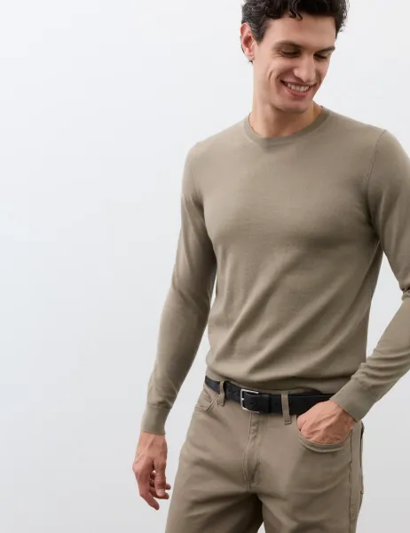 Autograph Pure Extra Fine Merino Wool Crew Neck Jumper Sable