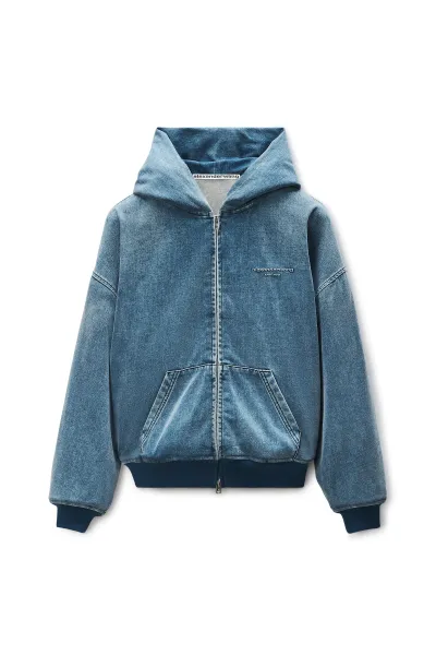 BRUSHED DENIM OVERSIZED HOODIE