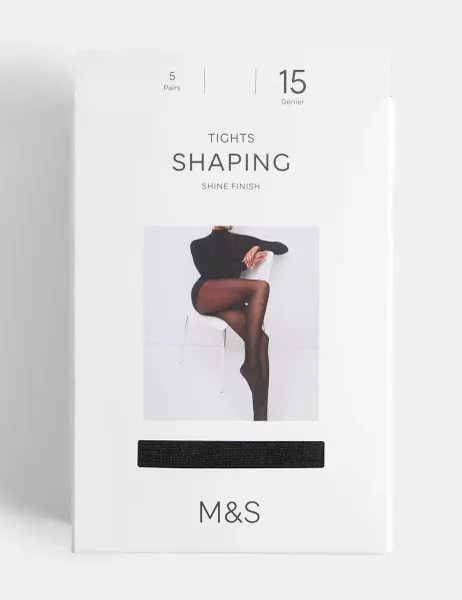 Marks & Spencer 5 Pack 15 Denier Body Shaping Tights Black
