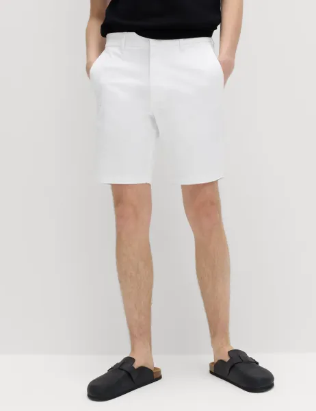 Marks & Spencer Slim Fit Stretch Chino Shorts Ice White