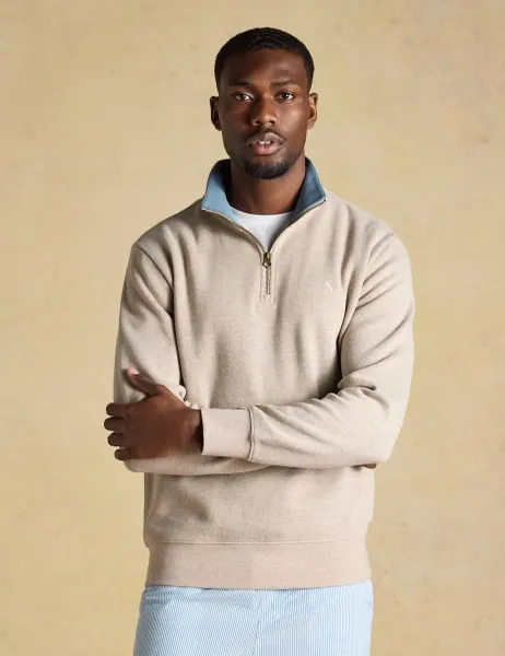 Joules Pure Cotton Quarter Zip Sweatshirt Neutral
