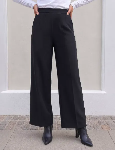 Roman Petite Ponte Wide Leg Trousers Black