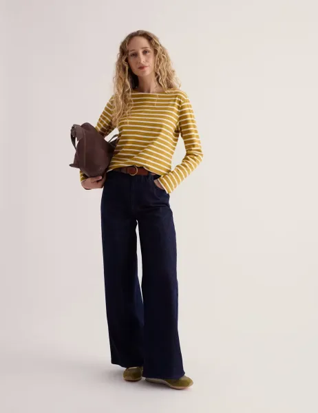 Seasalt Cornwall Pure Cotton Striped Crew Neck Relaxed Shirt