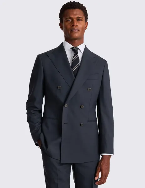 Moss Tailored Fit Pure Italian Wool Suit Jacket Navy