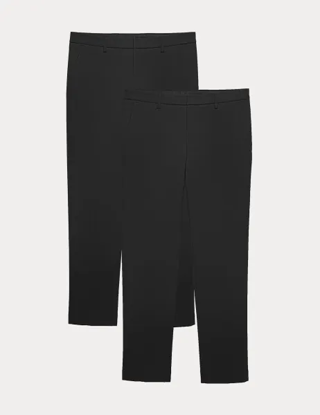Marks & Spencer 2 Pack Slim Fit Stretch Smart Trousers Black
