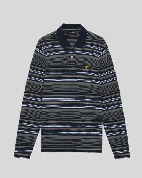Lyle & Scott Multi Stripe Long Sleeve Polo Shirt