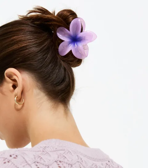Light Purple Tropical Flower Hair Claw Clip