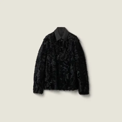 Reversible single-breasted wool and Chekiang fur coat