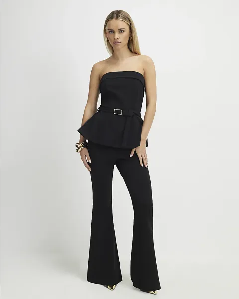 River Island Petite Bandeau Peplum Belted Jumpsuit