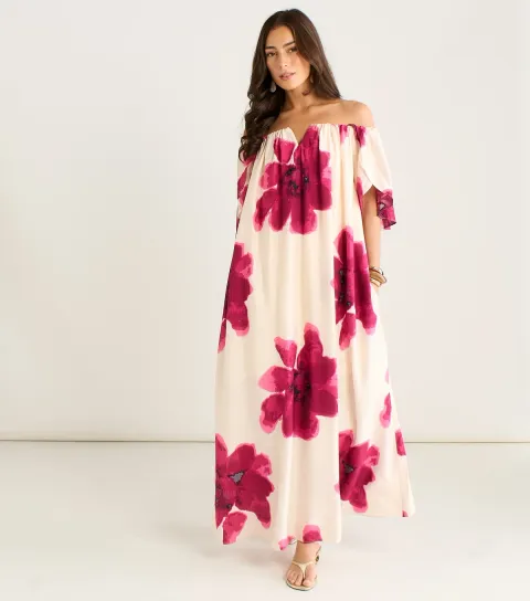 Women's Pink Bardot Maxi Dress
