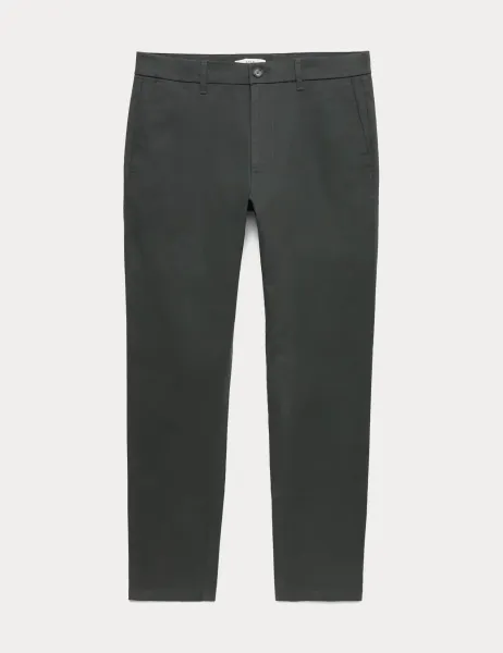 Marks & Spencer Slim Fit Cotton Rich Stretch Chinos Dark Pewter