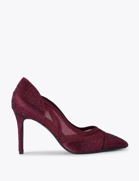 Carvela Embellished Stiletto Heel Pointed Court Shoes Red