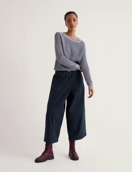 Seasalt Cornwall Pure Cotton Striped Relaxed Jumper Navy Mix