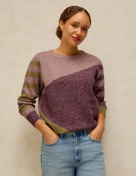 White Stuff Colour Block Jumper with Cotton Plum
