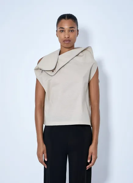 Asymmetric Zip Detail Top