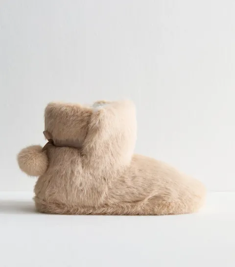 Women's Off White Faux Fur Slipper Boots Vegan