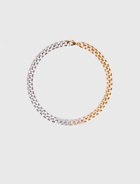 Two-tone rhinestone link necklace