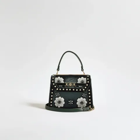 River Island Velvet Floral Mini Charm Crossbody Bag