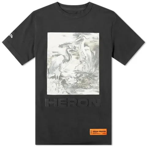 Heron Debossed Birds Print Tee