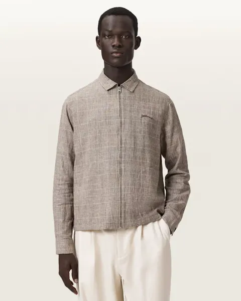 Keal Linen Blend Embroidered Check Jacket