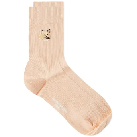 Tonal Fox Head Patch Socks