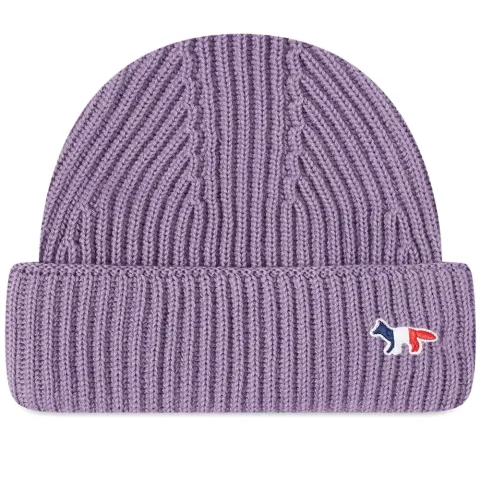 Maison Kitsuné Tricolor Fox Ribbed Beanie