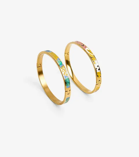 Pack of 2 Gold Tone Patterned Bangles