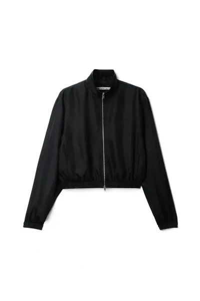 Silk Twill Cropped Track Jacket