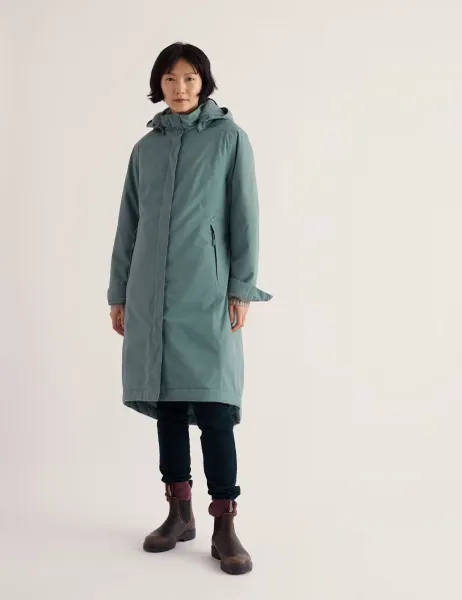 Seasalt Cornwall Waterproof Hooded Relaxed Longline Raincoat Blue