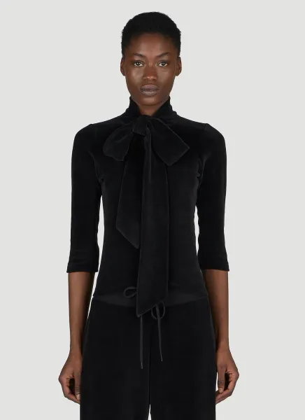 Scarf Turtleneck Terry-Cloth Blouse