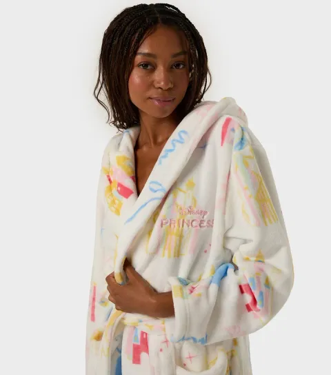 Women's White Fleece Disney Princess Dressing Gown